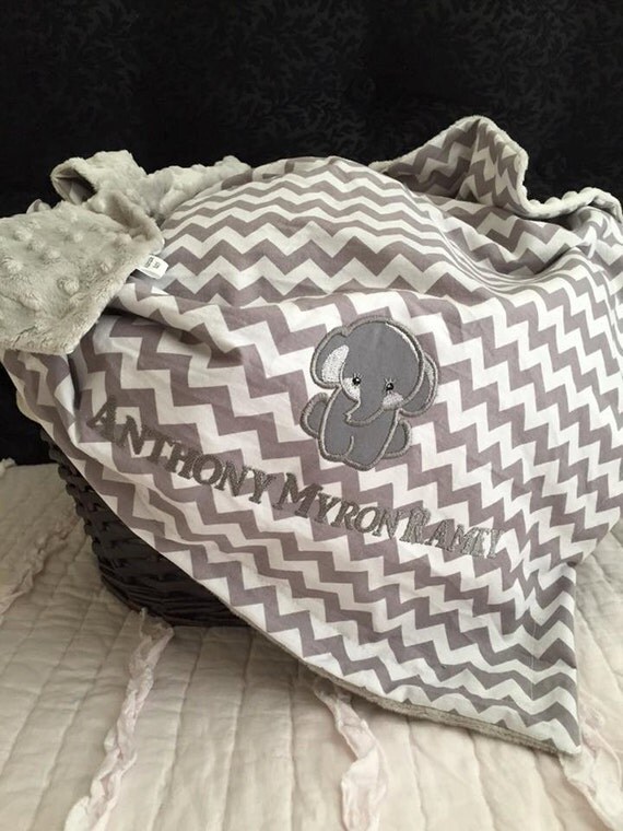 Elephant Baby Blanket Personalized Elephant by OurAdorableBaby