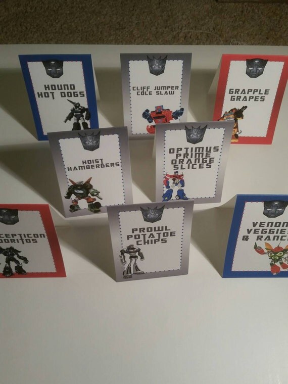 Items Similar To Transformer Food Tent Cards Transformers Birthday Party Decor Decorations Table Tents Dessert