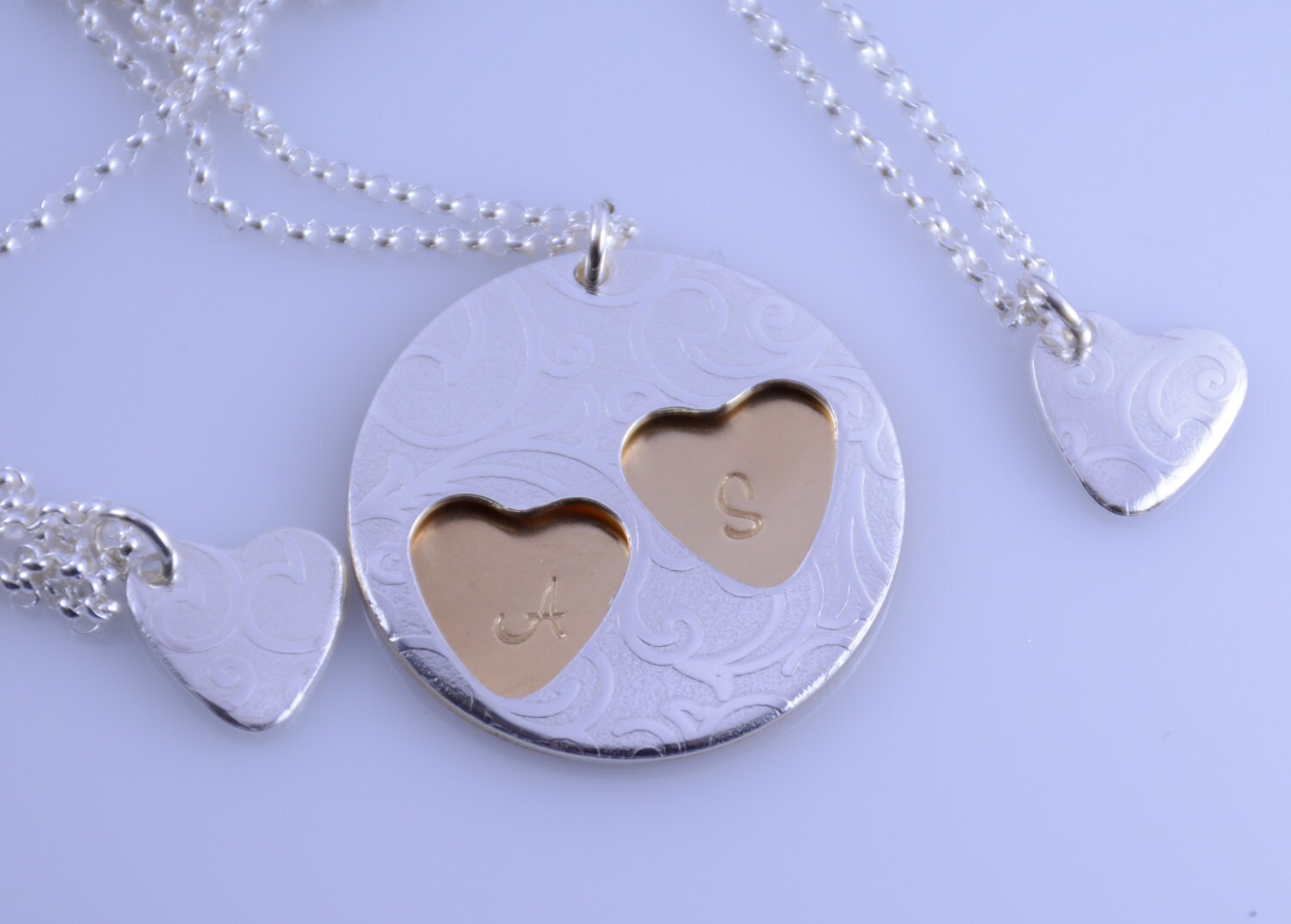 Mother and 2 daughters necklace set. Mother 2 daughters