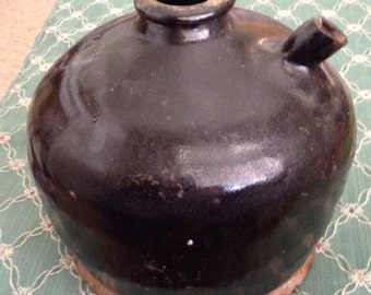 Antique Brown Glazed Oil Crock