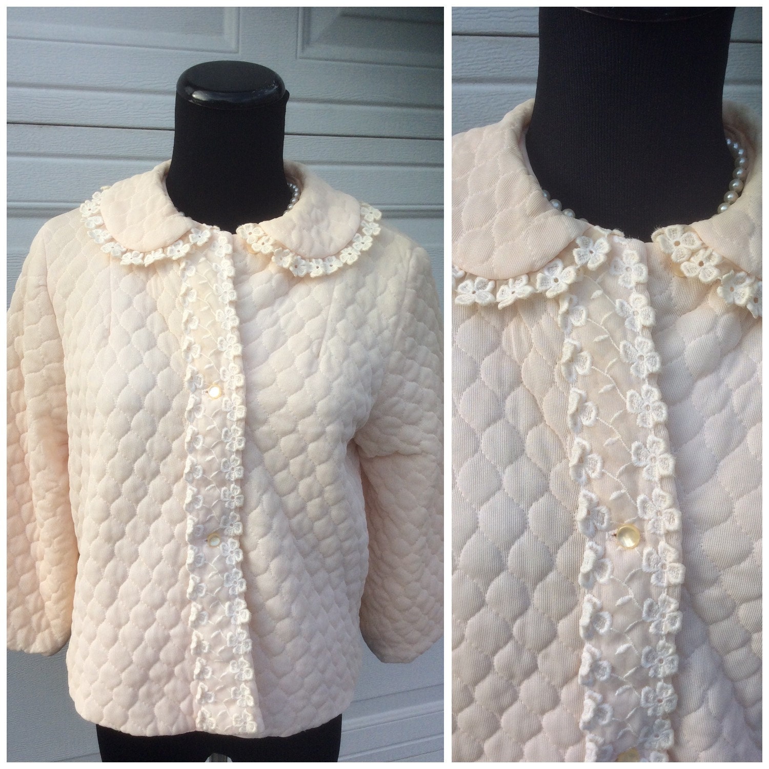 Vintage 1950's Dusty Pink Quilted Bed Jacket Medium by SwellTime
