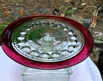 Tiffin-Franciscan Kings Crown Thumbprint 12" Cake Stand beautiful condition FREE domestic Shipping
