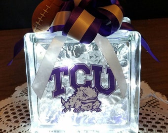TCU Horned Frogs Lighted Glass Block Nightlight and Decoration, Texas Christian University