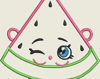 Watermelon Shopkins Melonie Pips APPLIQUE Embroidery Design DIGITAL DOWNLOAD 4x4 5x7 6x10