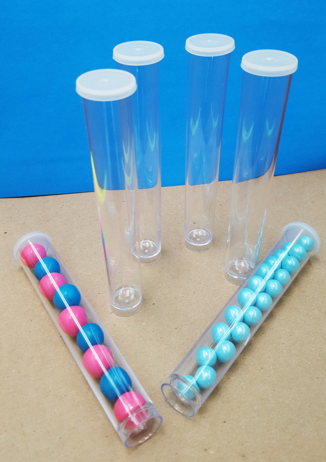 Clear Plastic Tube Gumball or Candies Tubes Favors Set of 12