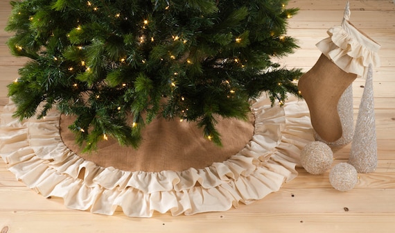 burlap and ruffle christmas tree skirt by blingsasssparkle burlap and ruffle christmas tree skirt by blingsasssparkle