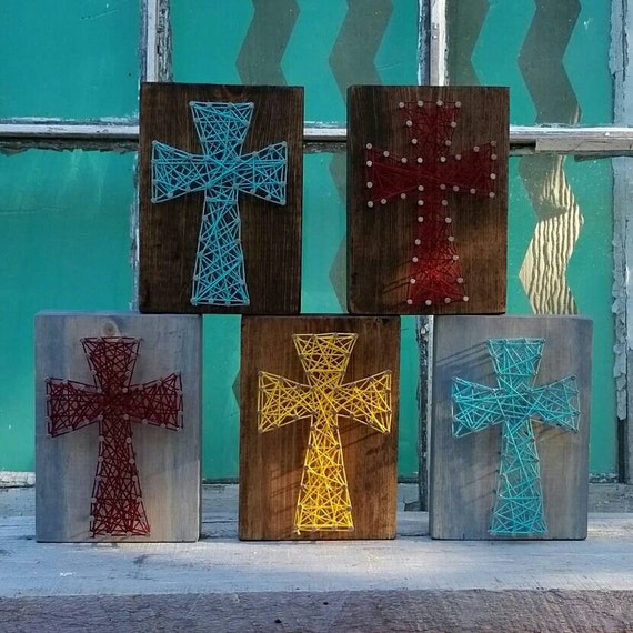 Small String Art Cross Nail Art Cross Teal Blue by NailedItDesign
