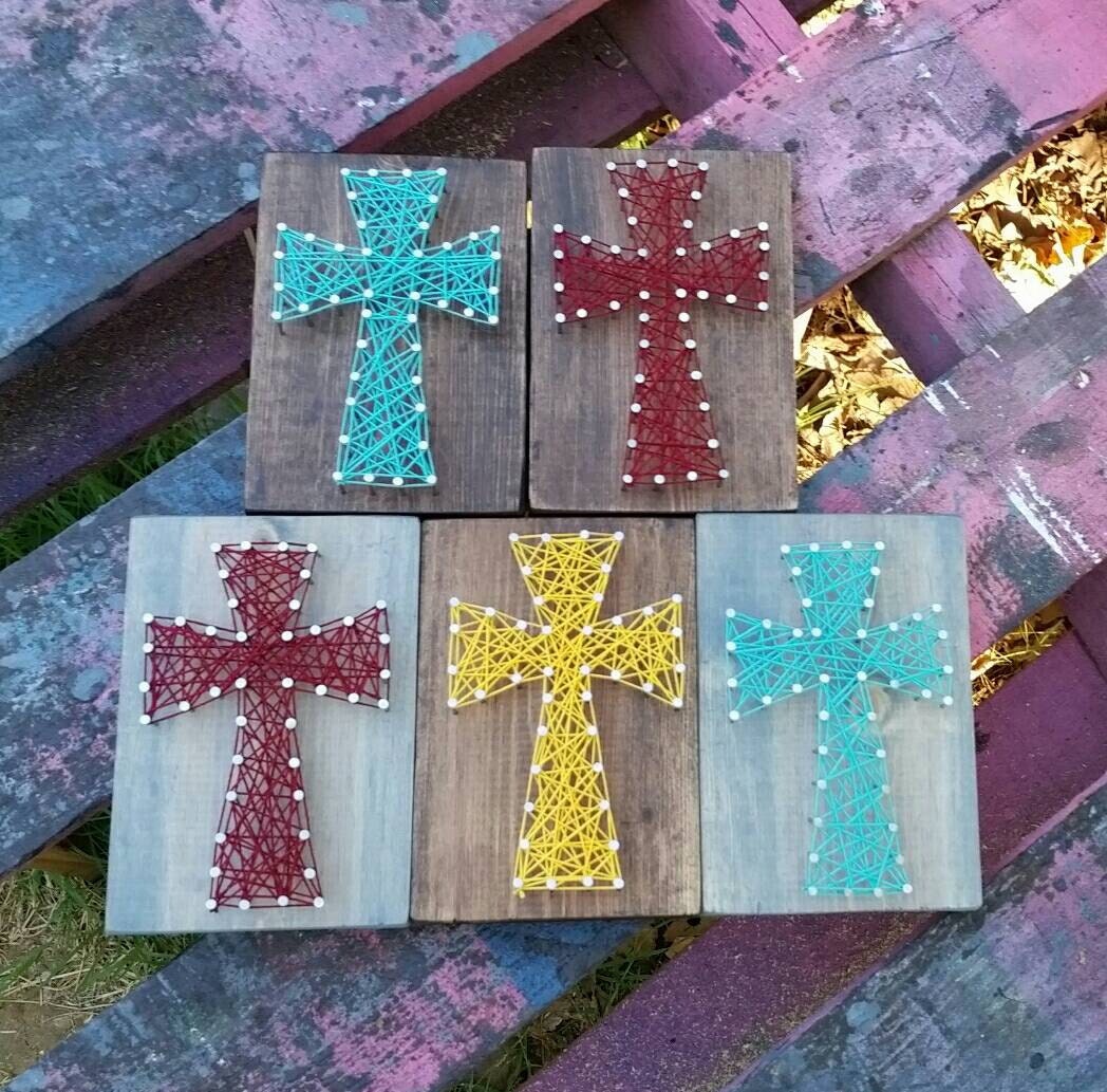 Small String Art Cross Nail Art Cross Teal Blue String Art