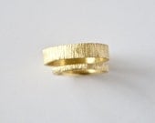 Wedding Ring Set - Two Tree Bark Bands  - 18 Carat Gold - Recycled Gold - Unisex