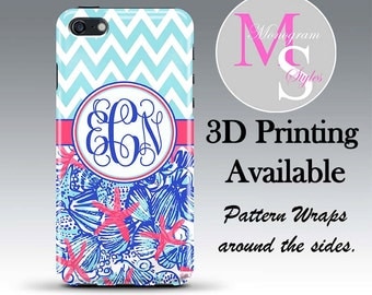 Monogram iPhone 6 Case Personalized Phone Case Lilly Pulitzer Inspired Monogrammed Case, Iphone 4, 4S, iPhone 5, 5S, 5C iPhone 6 Plus #2294