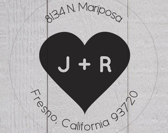 Wedding Return Address Stickers, Clear Transparent Initial Return Address Labels, Heart Envelope Seals (#149-C)