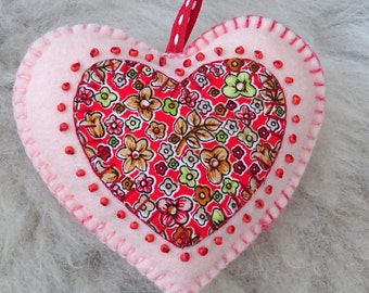 Items similar to Vintage Flocked Heart Ornament - Shabby Chic Decor ...