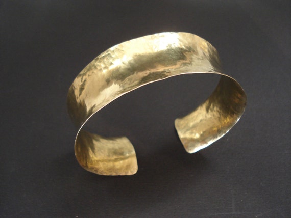 Anticlastic Hammered Bronze Wide Cuff Bracelet Adjustable