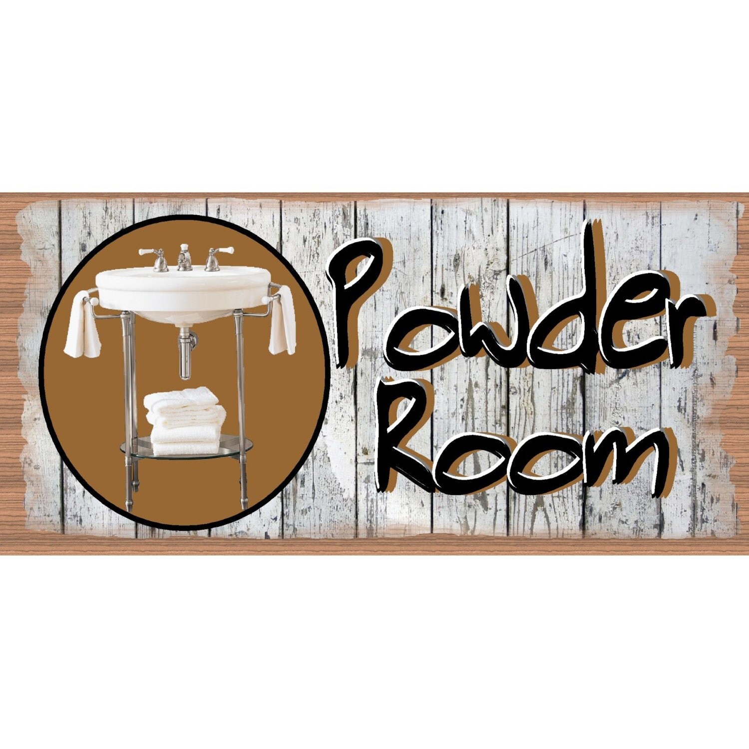 Powder Room Wood Signs Powder Room Plaque GS 2507