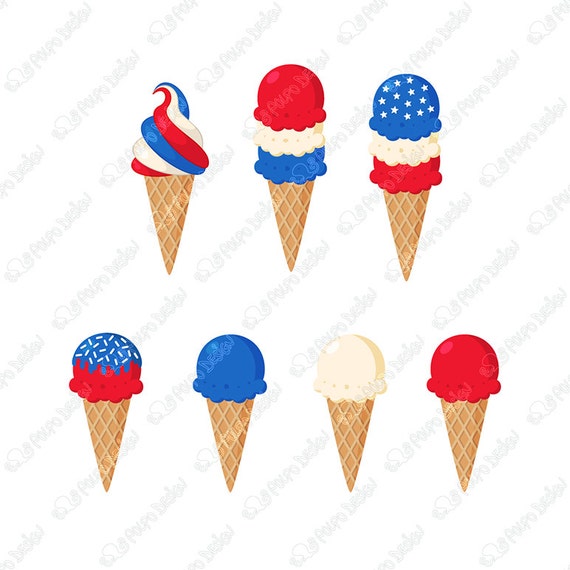 Patriotic ice cream, 4th Of July clipart, 4th Of July clip art, 4th Of