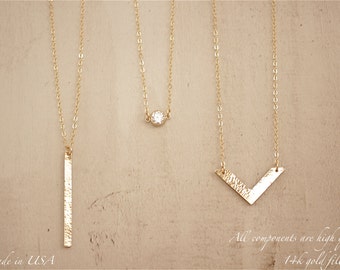 Items similar to Gold Layered Necklaces, 14K Yellow Gold fill Bar