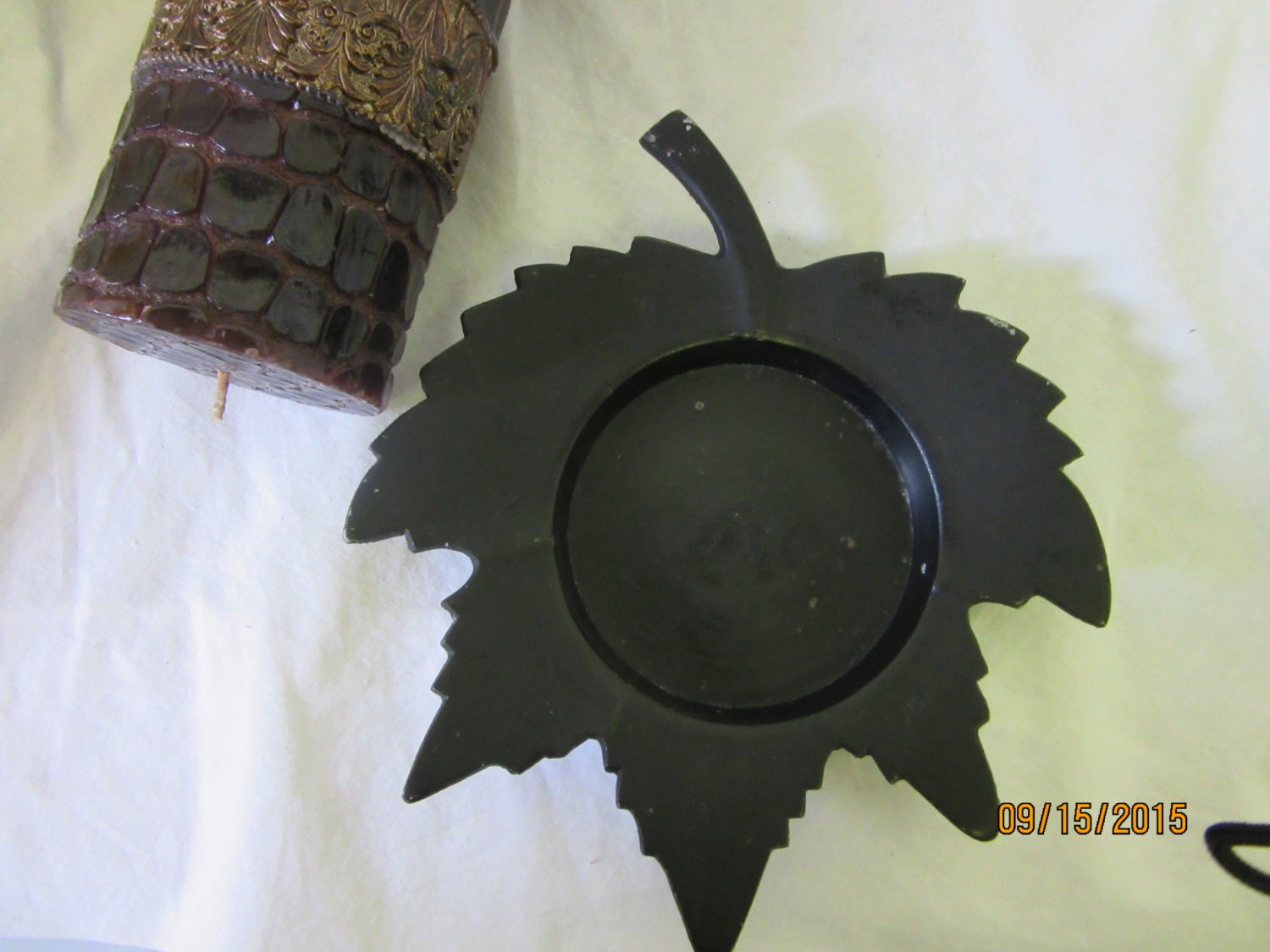 Metal Leaf Candle Holder for Fall Home Decor by PorcelainChinaArt