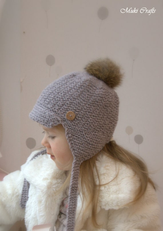 pom pom fur etsy peak flap hat PATTERN pom pom ear by KNITTING for boys