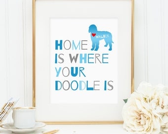 Goldendoodle art, Labradoodle dog print, personalized dog art print for your doodle, Golden doodle dog wall art, gift for dog owners