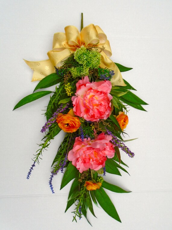 Silk Floral Swag Floral Swag Front Door Swag by NaturesTrueArt