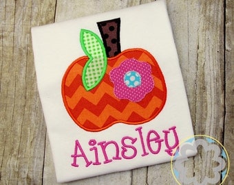 Girl Flower Pumpkin Halloween, Thanksgiving or Fall Personalized Shirt