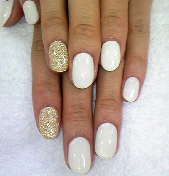 Blanc or ongles, ongles, faux ongles, appuyez sur ongles, paillettes ongles,