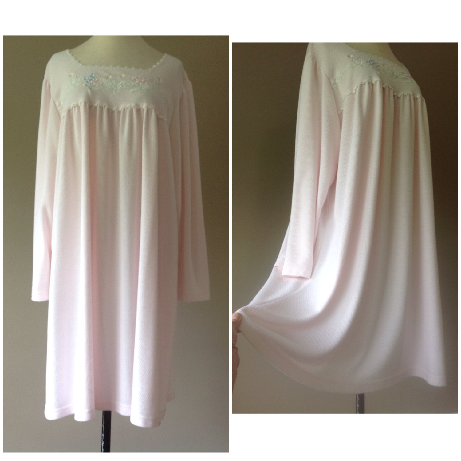 3x Cotton Nightgown Plus Size Sleepwear Pink With Lace 6430