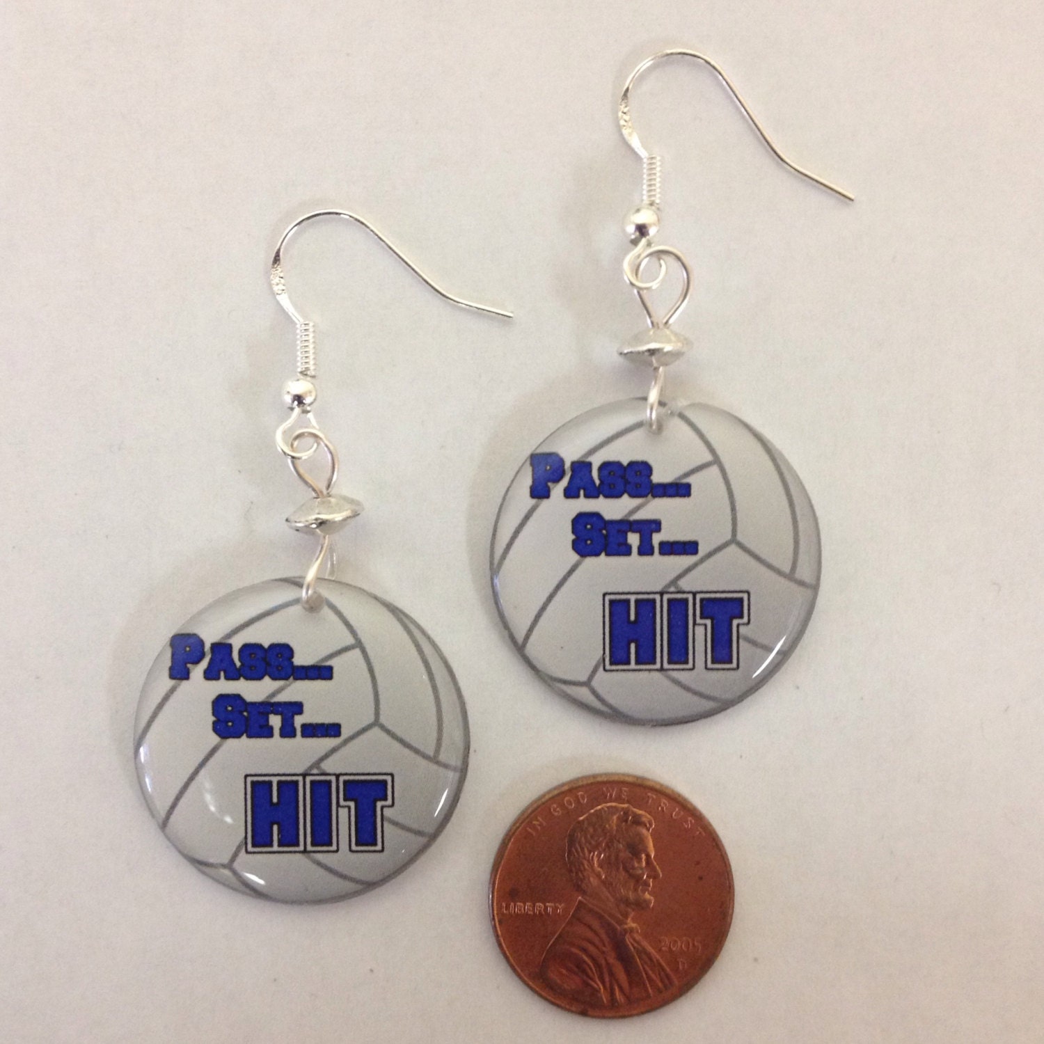 Volley Ball Pass Set Hit Earrings on sterling by AnnPedenJewelry