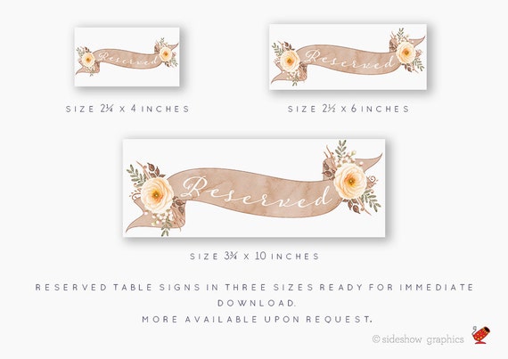 Free Printable Reserved Table Tents