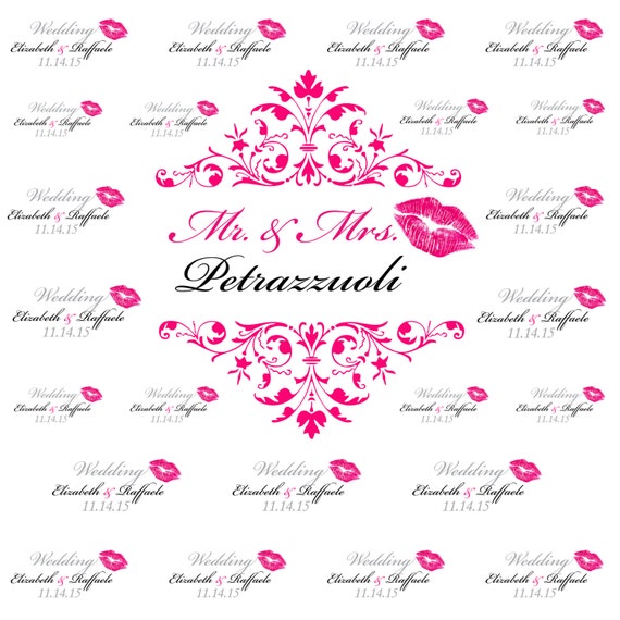 Pink Lips wedding step and repeat banner wedding backdrop 