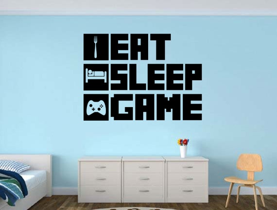 EAT SLEEP GAME  Gamer  wall decal Gamer  Room Wall Vinyl Decal