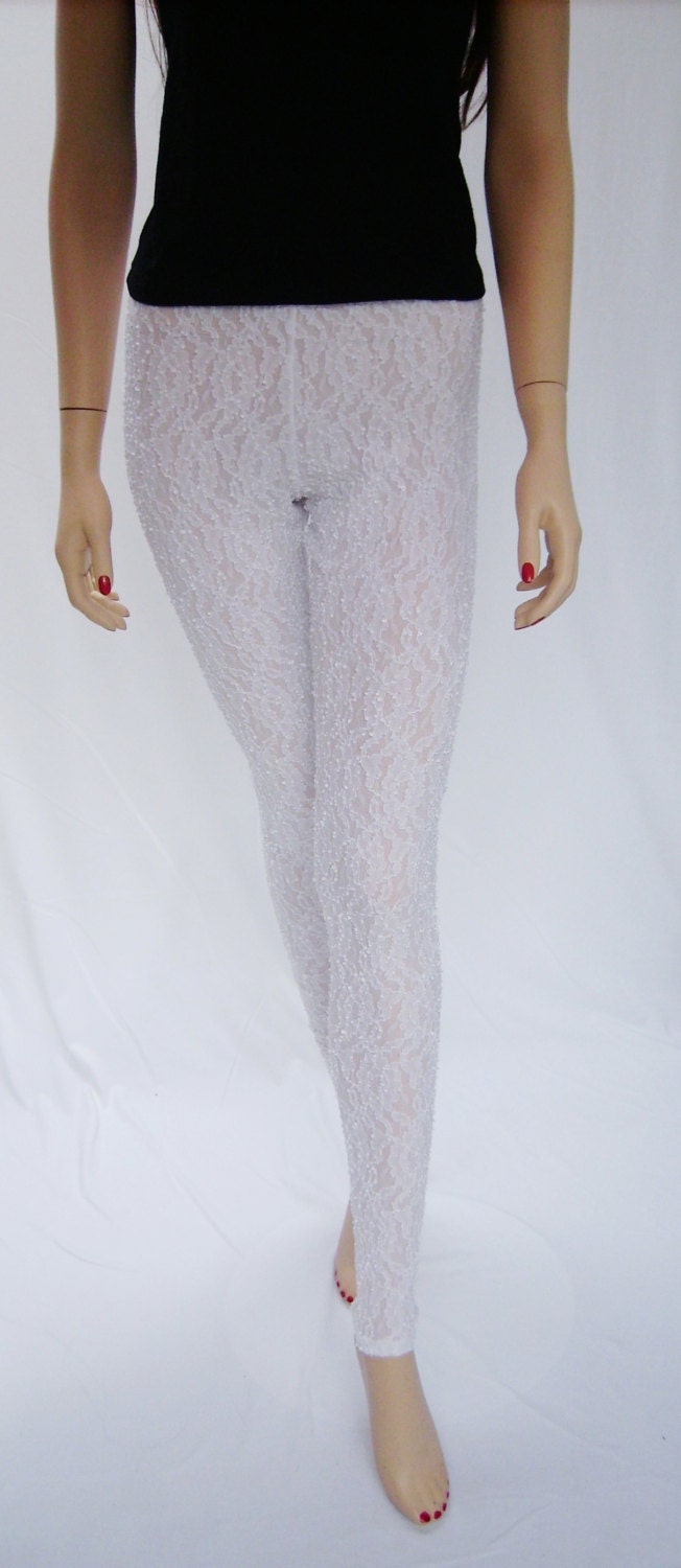 White lace leggings cropped leggings capris stretch pants