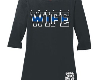 TBL Police Wife Shirt Police Wife Gift Police Gifts Thin Blue Line Shirts Police Mom Shirt Police Girlfriend Police Fiance Police Wedding DM
