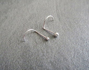 Tiny Ball Nose Stud, Solid 925 Sterling Silver Nose Ring, 2 Sizes - Tiny Nose Rings in L-Bend, Nose Screw, Straight, Fishtail; Made in USA