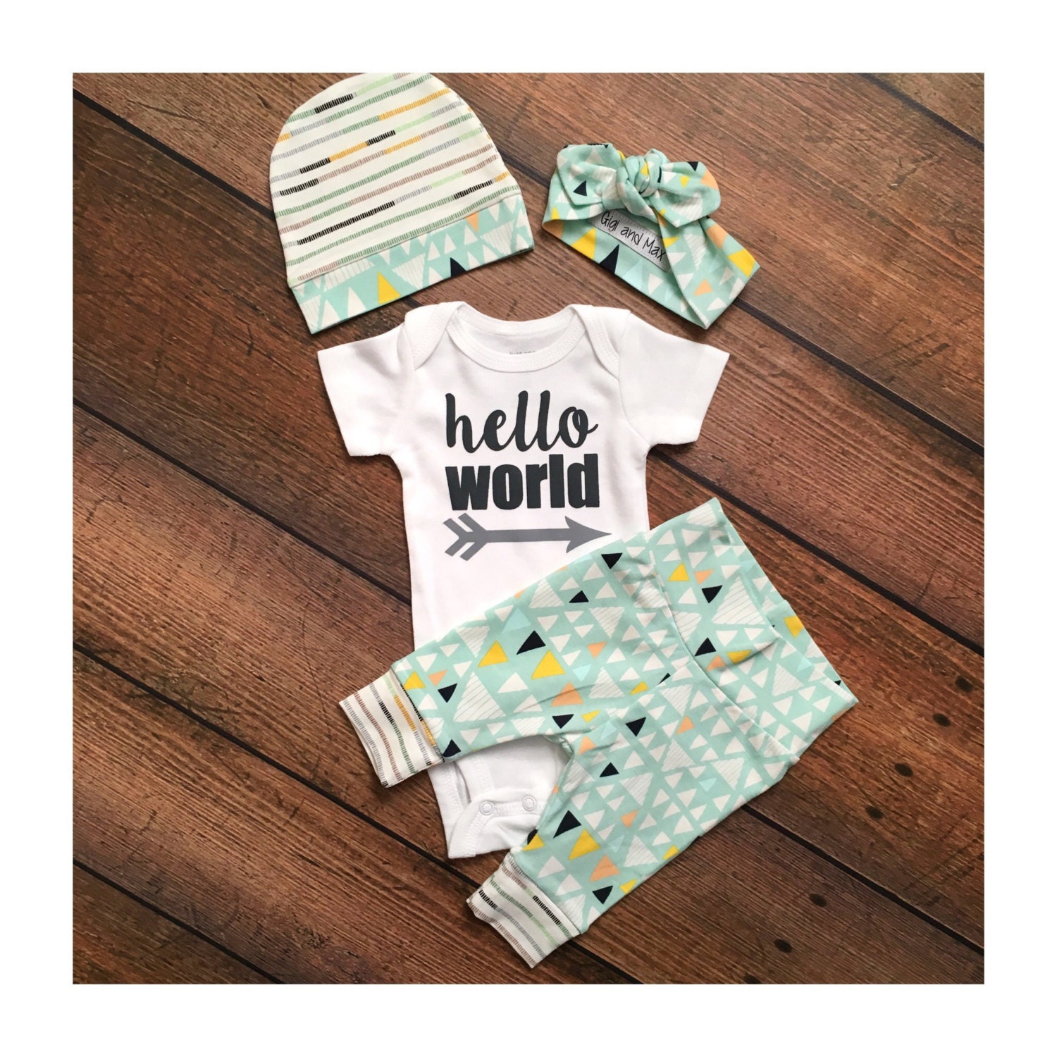 Newborn Baby Gender Neutral coming home outfit Tiny Mountain