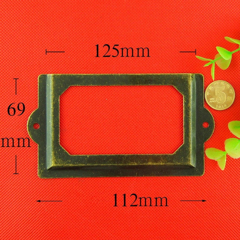 set of 2 large Metal Label Holders Card Holders Metal Label