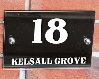 Modern decorative house door number sign, double pane, door plaque, house address sign, contemporary decorative door plaque. front door sign