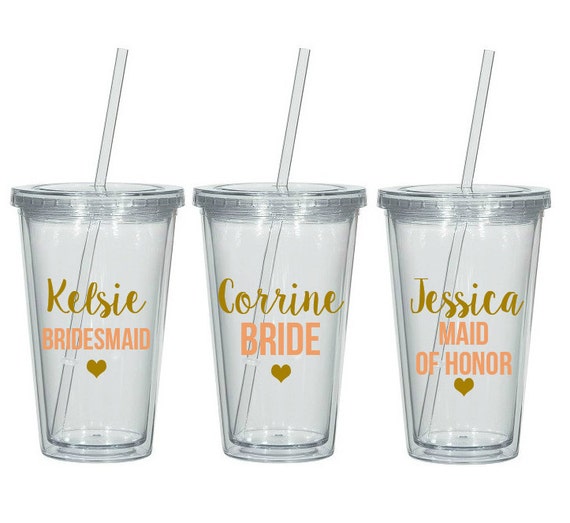 2 Bridesmaid Tumblers Bridesmaid cups Personalized