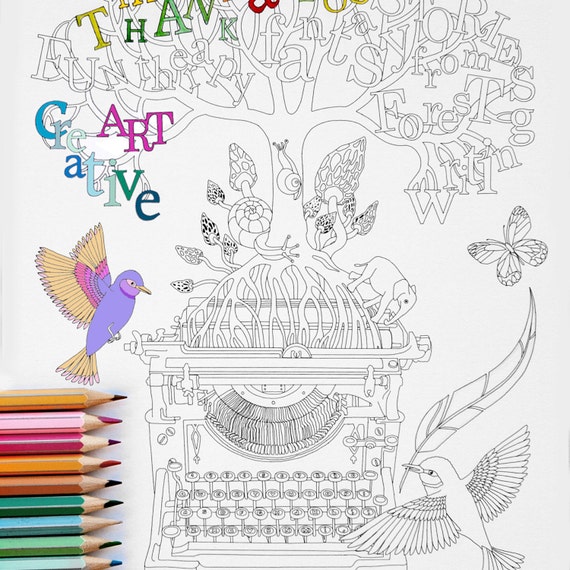 Creative writing colouring pages picture
