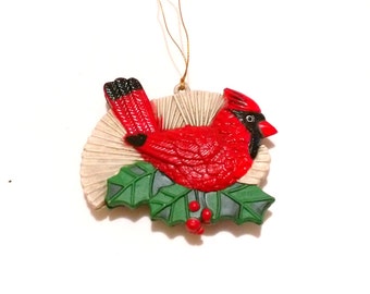 Cardinal bird Cardinal ornament bird ornament christmas ornament christmas cardinal christmas tree ornament cardinal and holly christmas