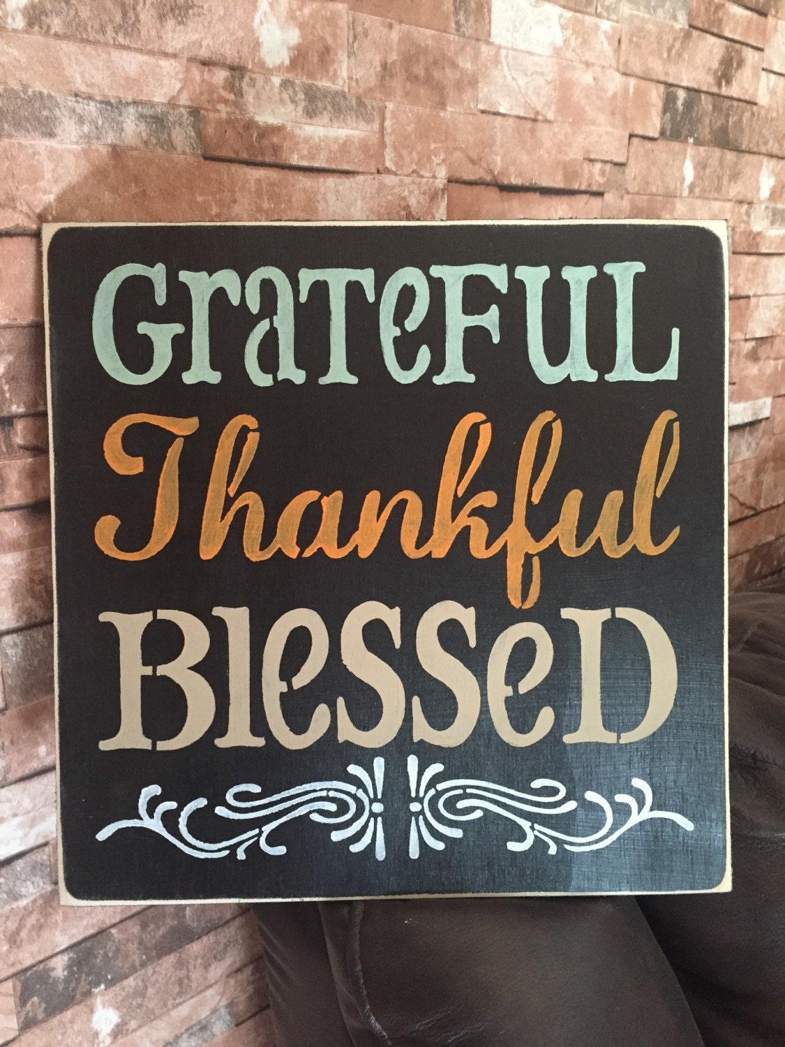 Thankful Grateful Blessed Rustic Primitive Wood Sign by KHRustics