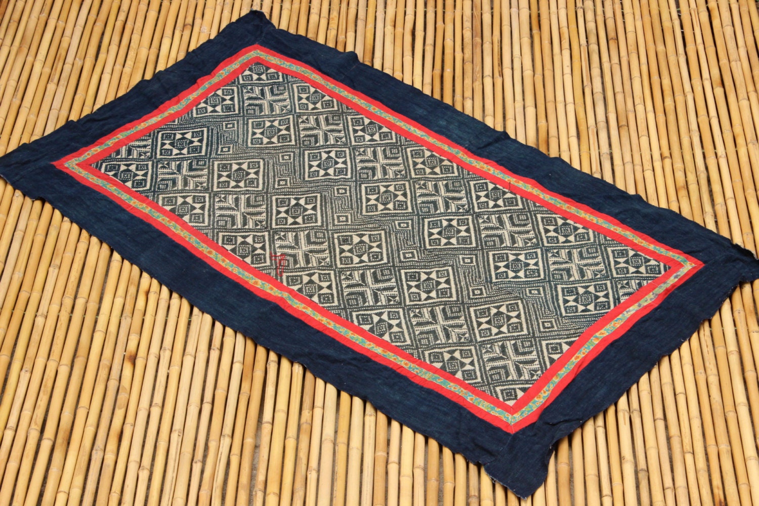 Vintage Vietnamese Tribal Handwoven Rug Hill Tribe Blanket