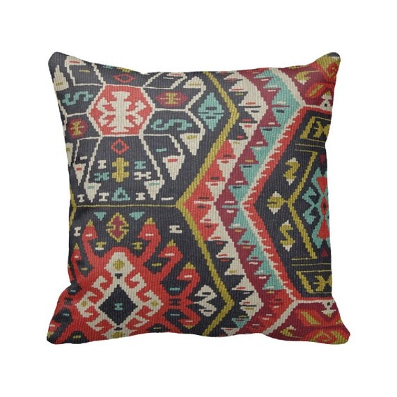 Fiesta Aztec Zippered Throw Pillow Cover by Primal Vogue