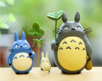 Lot 3pcs My Neighbor Totoro Studio Ghibli Miniature terrarium vinyl Figurines Set, Fairy Garden DIY craft supply