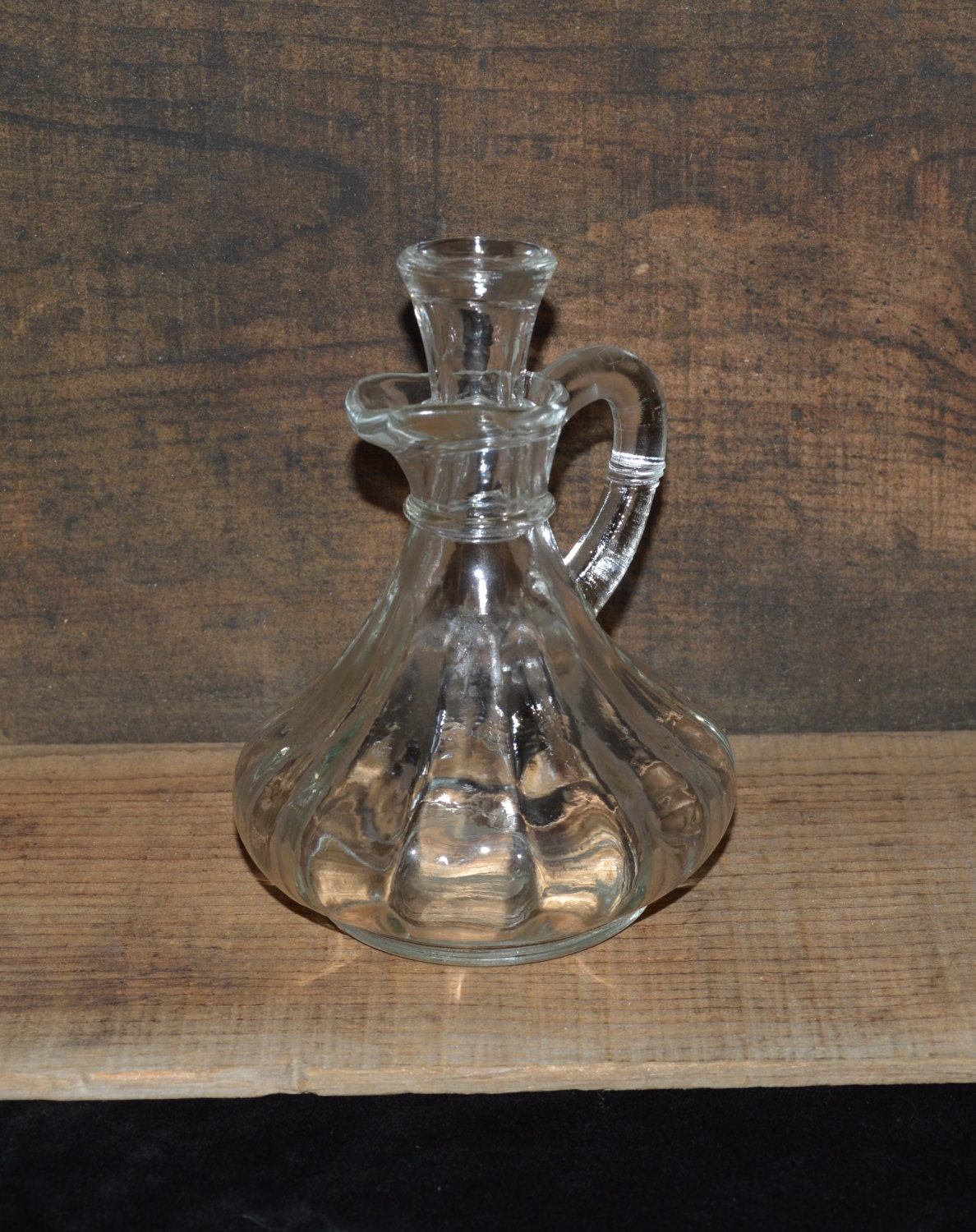 1960s Glass Anchor Hocking Oil Vinegar Cruet with Stopper Haute Juice