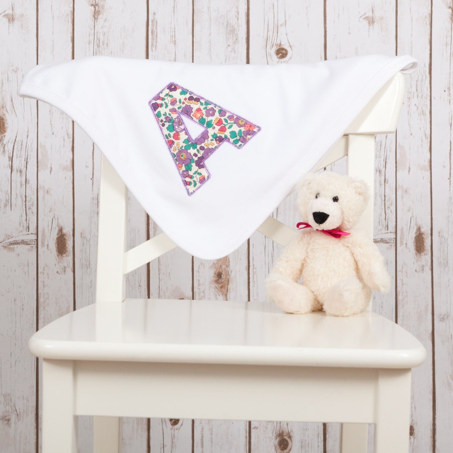Personalised Baby Blanket featuring Liberty Monogram Applique