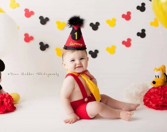 Mickey Mouse Cake Smash Outfit Mickey Mouse Birthday; Mickey Costume; Mickey Mouse 1st birthday; Mickey Mouse outfit; cake smash outfit boy