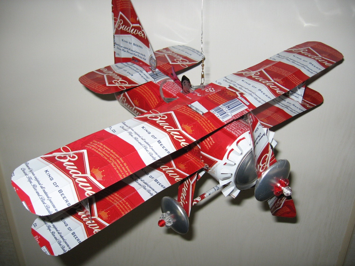Budweiser Beer Can Airplane HandcraftedWind Spinner