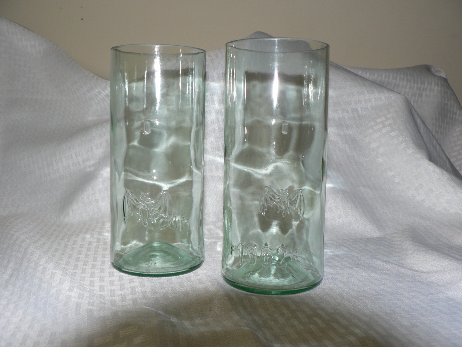 Recycled Bacardi Rum Bottle Drinking Glasses by FLATROCKGLASS