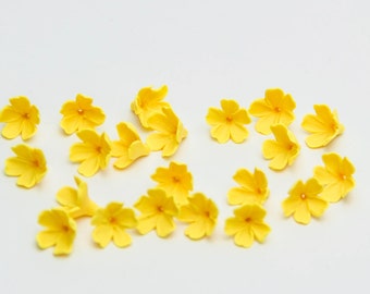 20 flower Beads, Polymer Clay Beads, yellow flowers 9-10mm